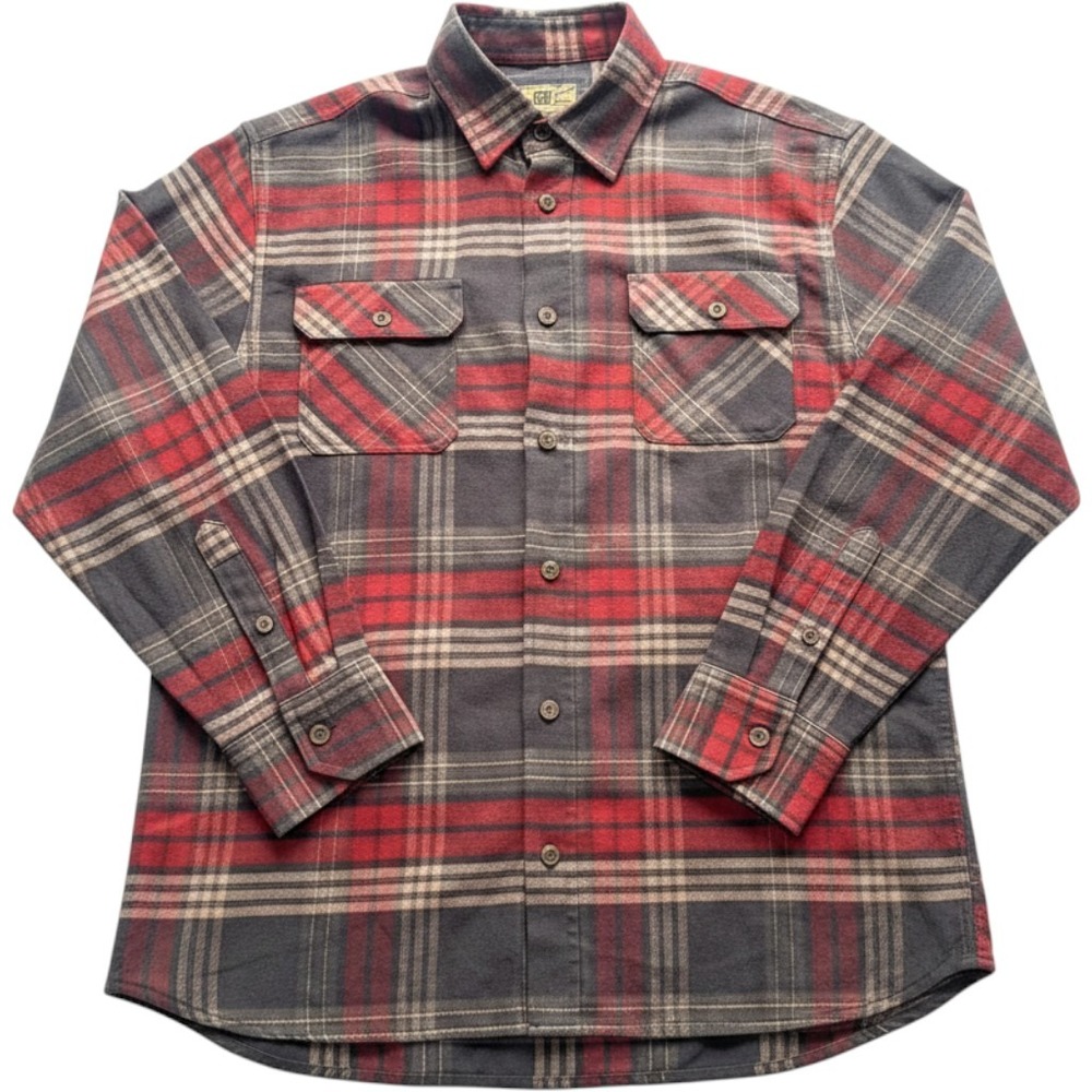 Jachs Heritage Flannel Shirt Mens‎ Large Red Gray Plaid Button Front Lumberjack